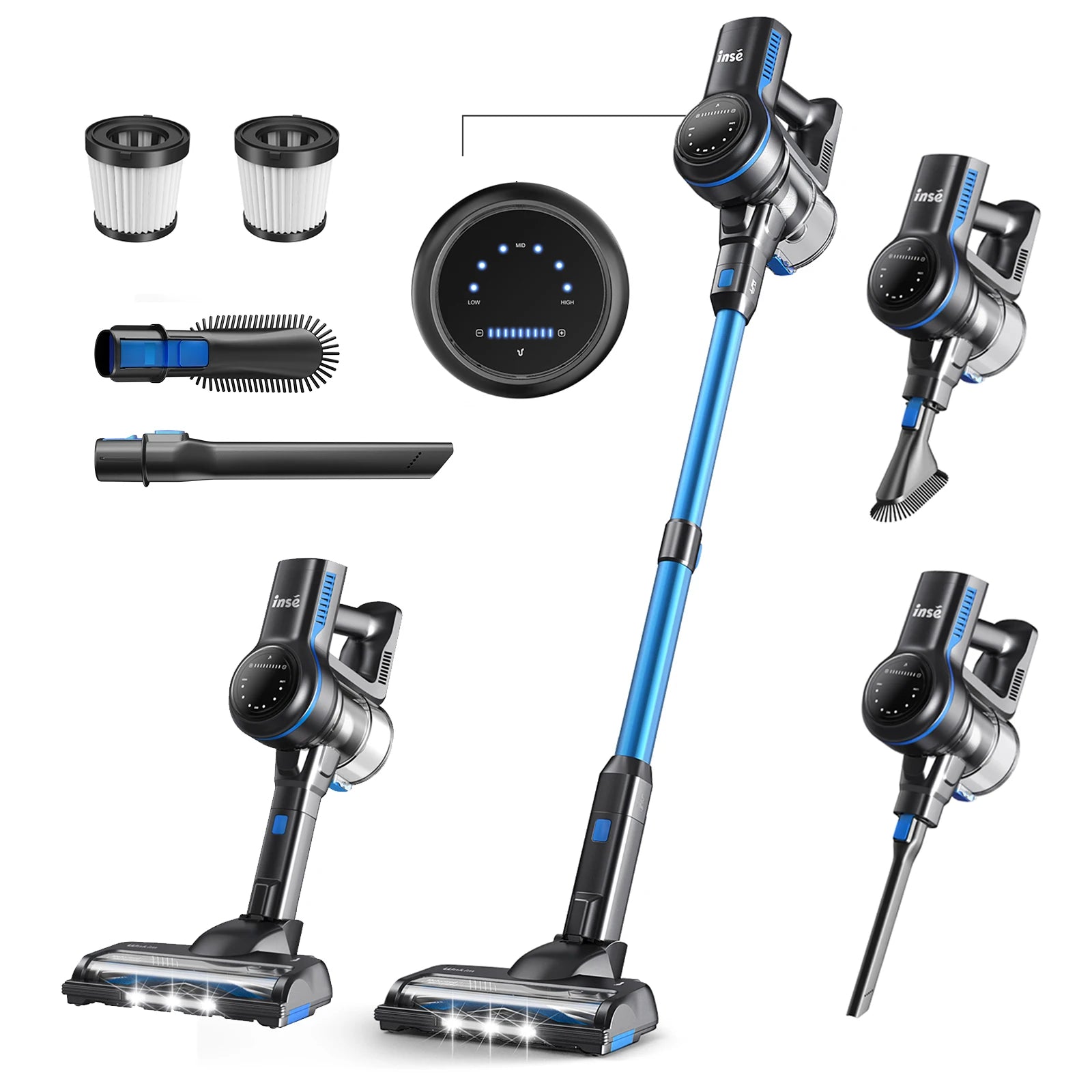 Inse S7P cordless vacuum cleaner 45KPa dust cup 1,3 L removable battery for animal hair Carpet hard floors